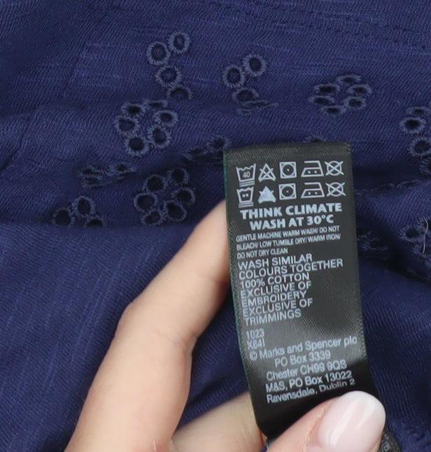 Marks and Spencer Women’s Blue Cotton T-Shirt Size 12 Short Sleeve