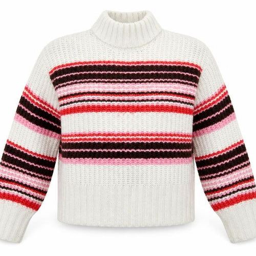 Monki Women’s Multicoloured Striped Mock Neck Chunky Knit Jumper Size S