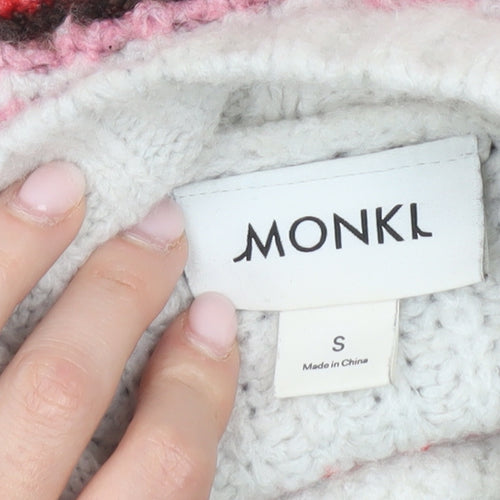 Monki Women’s Multicoloured Striped Mock Neck Chunky Knit Jumper Size S