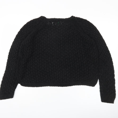 United Colors of Benetton Women's Black Chunky Knit Pullover Jumper Size M