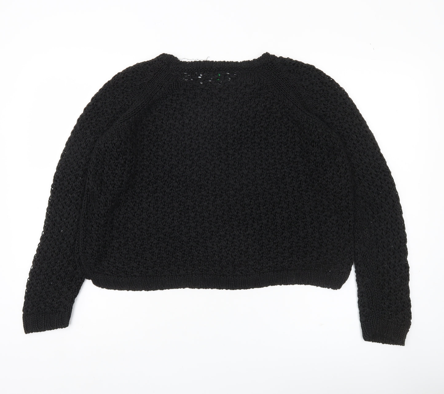 United Colors of Benetton Women's Black Chunky Knit Pullover Jumper Size M