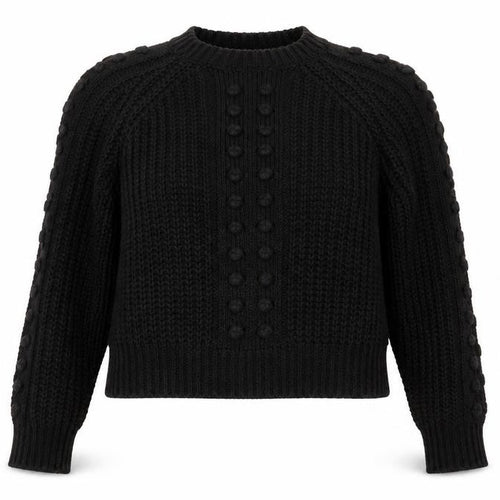 Mango Women’s Black Chunky Knit Jumper Size 8 Crew Neck Pullover