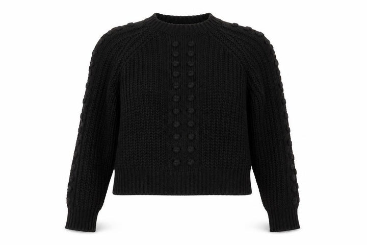 Mango Women’s Black Chunky Knit Jumper Size 8 Crew Neck Pullover