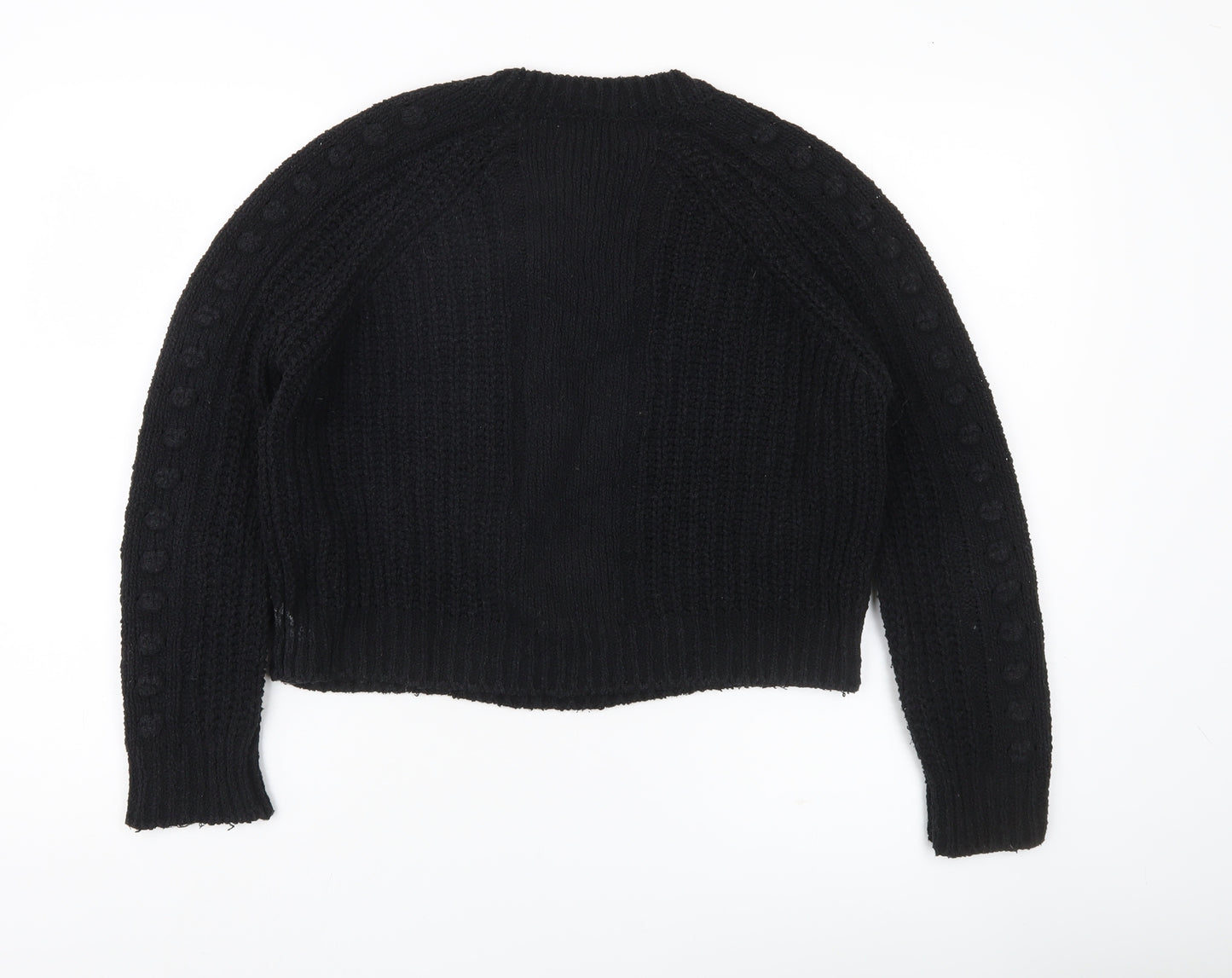 Mango Women’s Black Chunky Knit Jumper Size 8 Crew Neck Pullover