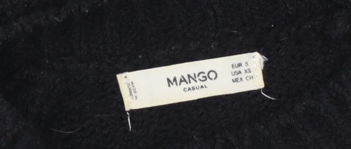 Mango Women’s Black Chunky Knit Jumper Size 8 Crew Neck Pullover