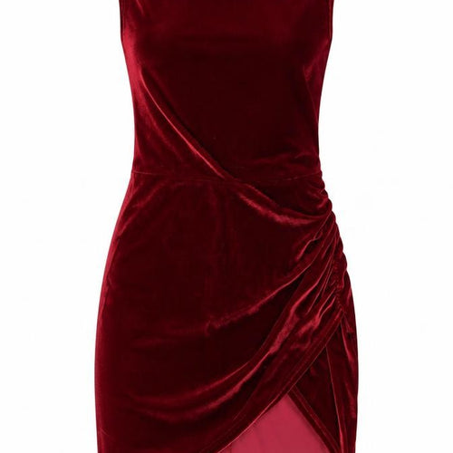 Double Crazy Women’s Red Velvet Bodycon Mini Dress S Sleeveless Party
