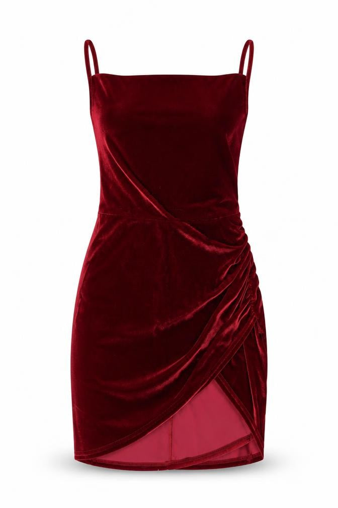 Double Crazy Women’s Red Velvet Bodycon Mini Dress S Sleeveless Party