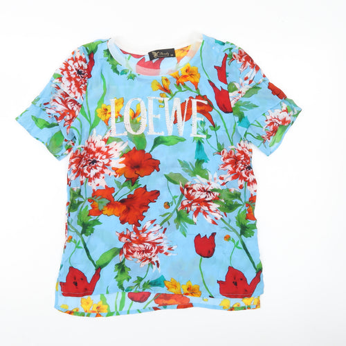 Beauty Fashion Trends Womens Multicoloured Silk Floral T-Shirt Size 10