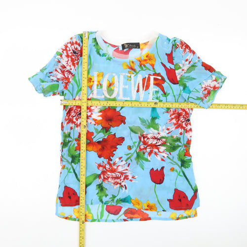 Beauty Fashion Trends Womens Multicoloured Silk Floral T-Shirt Size 10
