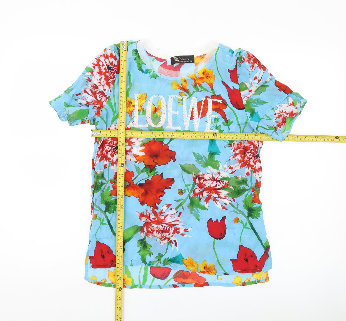 Beauty Fashion Trends Womens Multicoloured Silk Floral T-Shirt Size 10