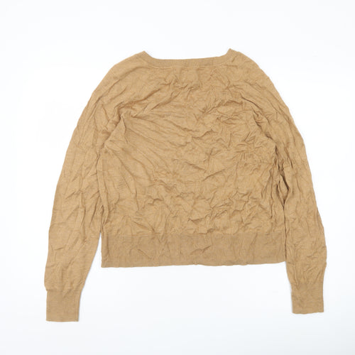 GAP Womens Beige V-Neck Pullover Jumper M Cotton Blend Knit