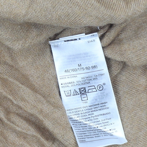 GAP Womens Beige V-Neck Pullover Jumper M Cotton Blend Knit