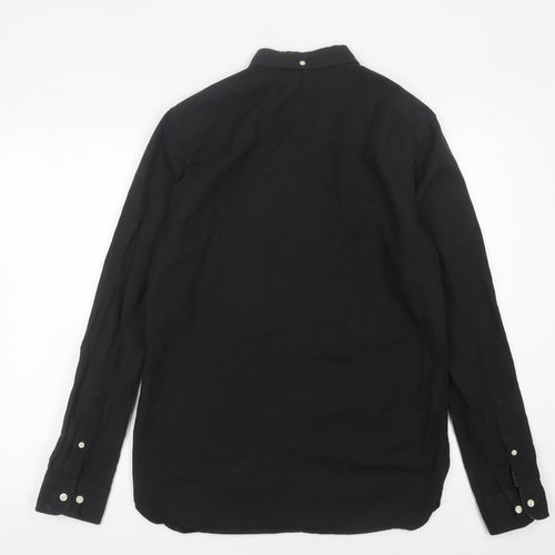 Jack & Jones Men’s Black L Button-Down Cotton Casual Shirt