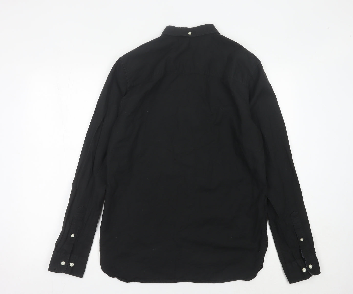 Jack & Jones Men’s Black L Button-Down Cotton Casual Shirt