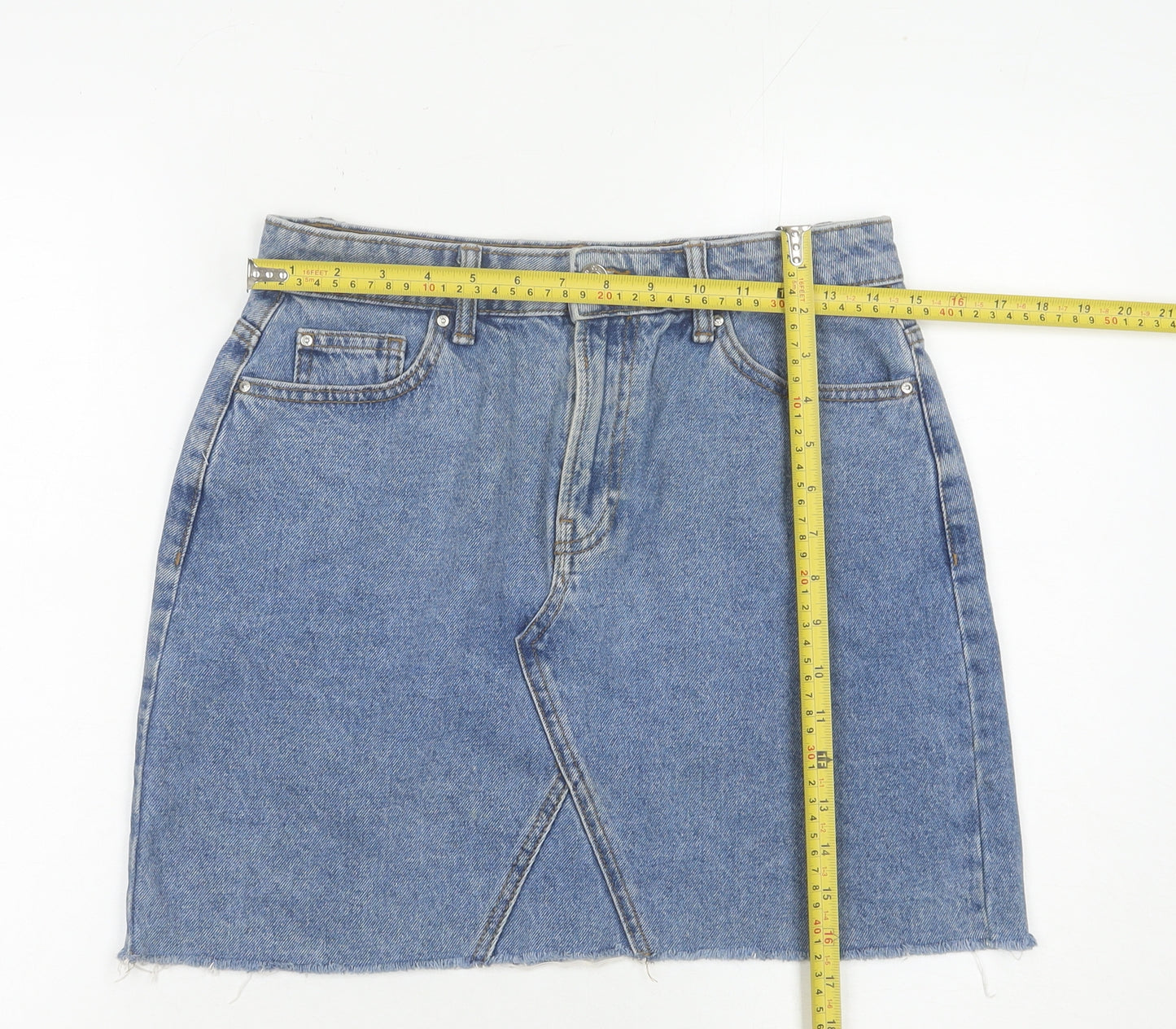 Denim Co Women Blue Size 12 High Rise Short Denim Skirt