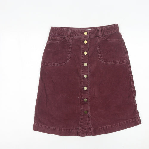 Monsoon Women Purple Corduroy A-Line Skirt UK 8 Knee Length
