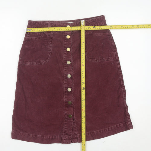 Monsoon Women Purple Corduroy A-Line Skirt UK 8 Knee Length
