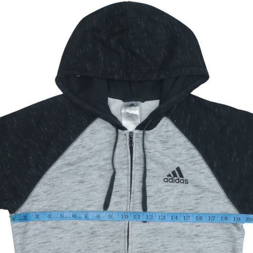 Adidas Mens Grey Black Full Zip Hoodie Small Regular Fit