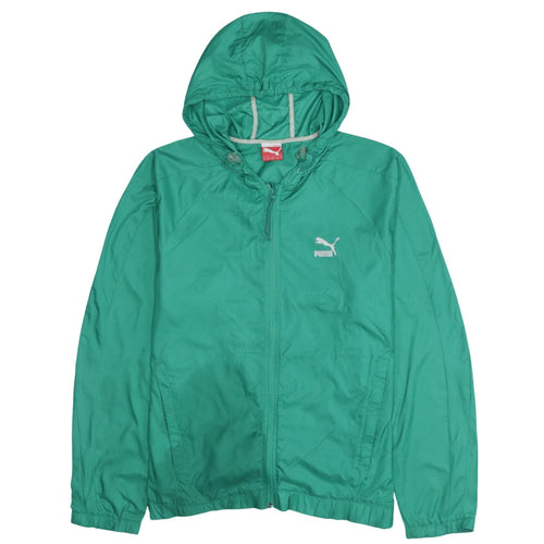 Puma Men's Green M Windbreaker Jacket Hooded Full Zip Polyester