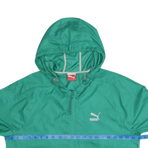 Puma Men's Green M Windbreaker Jacket Hooded Full Zip Polyester