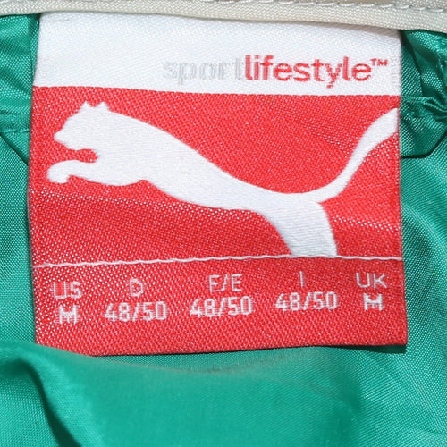 Puma Men's Green M Windbreaker Jacket Hooded Full Zip Polyester