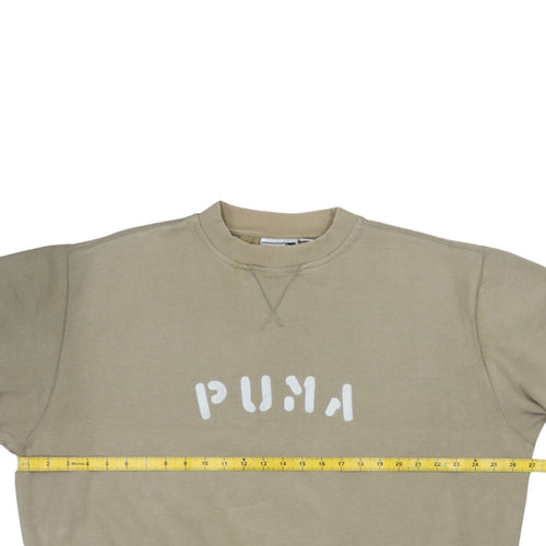Puma Mens Beige 2XL Pullover Sweatshirt Crew Neck Logo Graphic