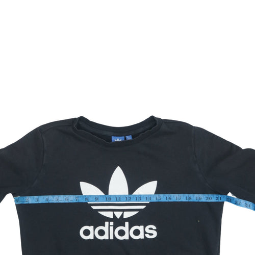 Adidas Womens Black Size 12 Logo Sweatshirt Pullover Cotton
