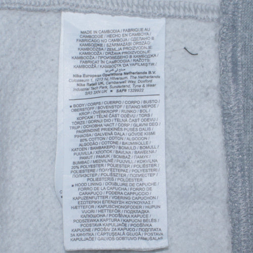 Nike Men’s Grey Pullover Hoodie Small Regular Fit Logo Fleece