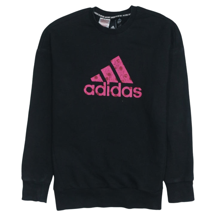 Adidas Girls Black Sweatshirt 13-14 Years Crew Neck Pullover Logo Jumper