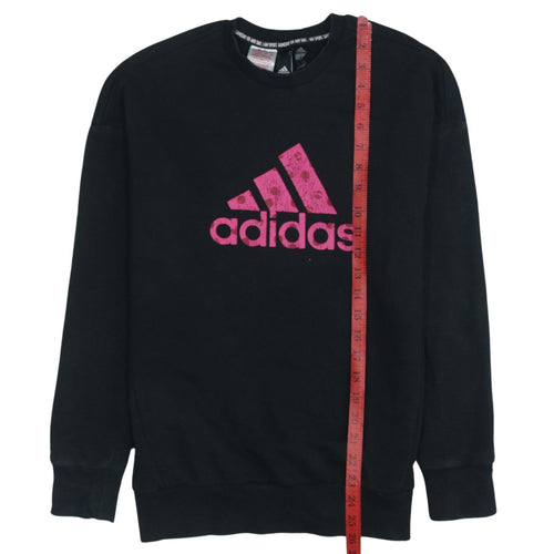 Adidas Girls Black Sweatshirt 13-14 Years Crew Neck Pullover Logo Jumper