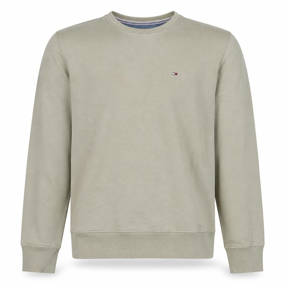 Front view of Tommy Hilfiger Men Beige Medium Pullover Sweatshirt Graphic Logo