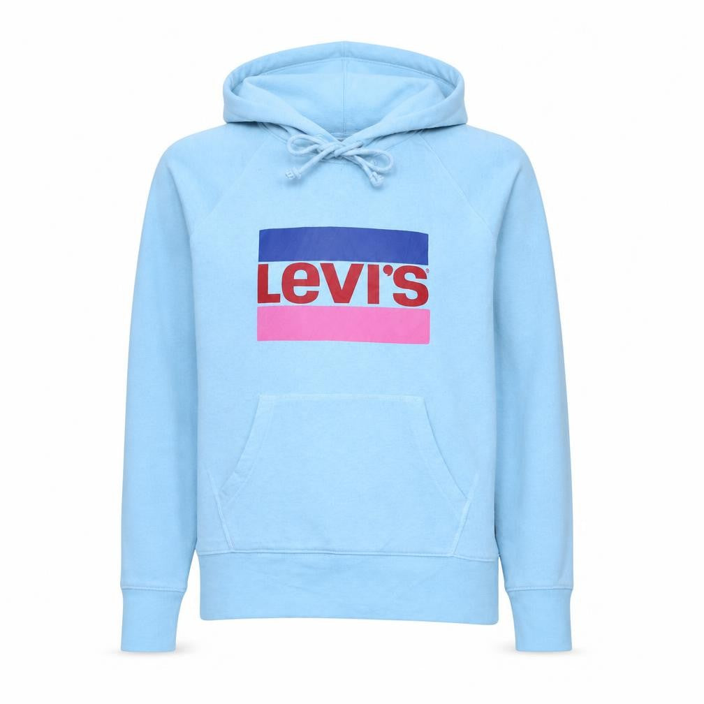 Front view of Levi's Women Blue XS Pullover Hoodie Graphic Logo Raglan Sleeve