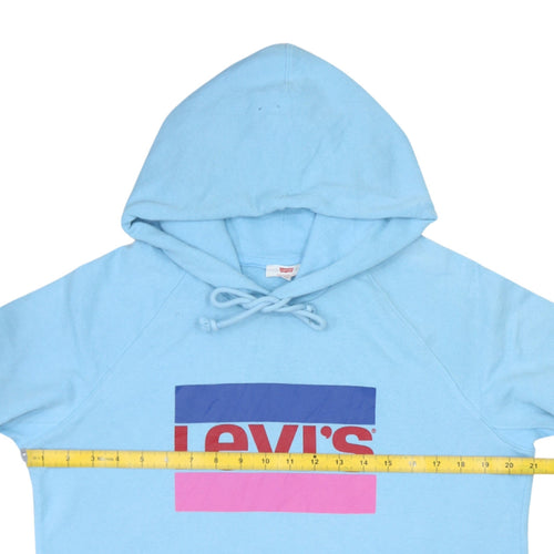 Levi's Women Blue XS Pullover Hoodie Graphic Logo Raglan Sleeve
