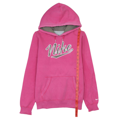 Nike Womens Pink Small Pullover Hoodie Sweatshirt Logo Cotton Blend