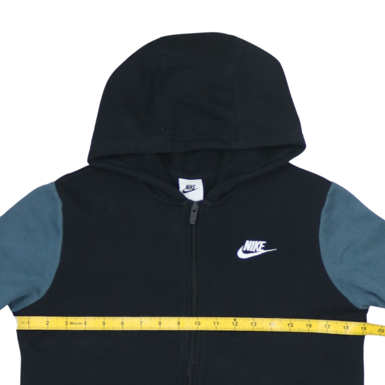 Nike Boys Black Blue Full Zip Hoodie Sweatshirt 11-12 Years Logo Hooded
