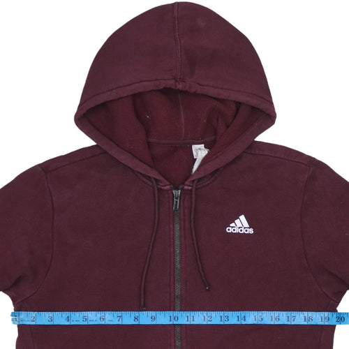 Adidas Men’s Red Full Zip Hoodie Size M Sports Logo Fleece