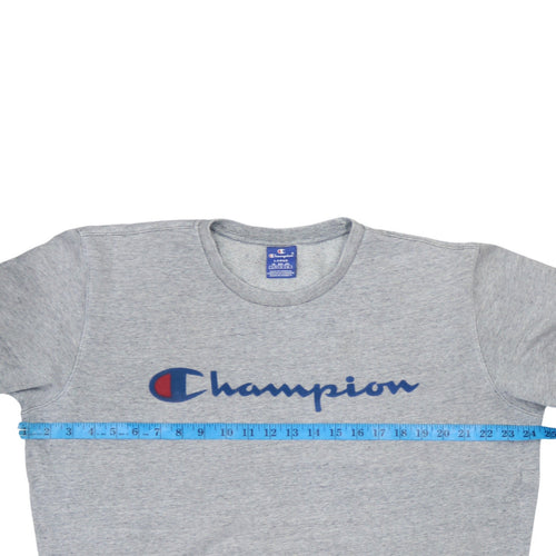 Champion Men’s Grey Pullover Sweatshirt L Logo Print Cotton
