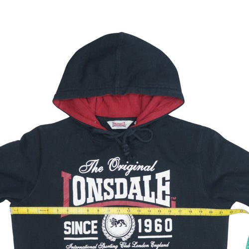 Lonsdale Men's Black Pullover Hoodie S Graphic Logo Sportswear
