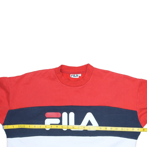 Fila Womens Red White Blue Sweatshirt M Logo Pullover Casual Top