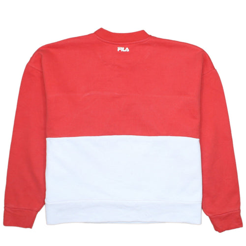 Fila Womens Red White Blue Sweatshirt M Logo Pullover Casual Top
