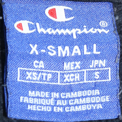 Champion Mens Black XS Pullover Hoodie Logo Graphic Cotton