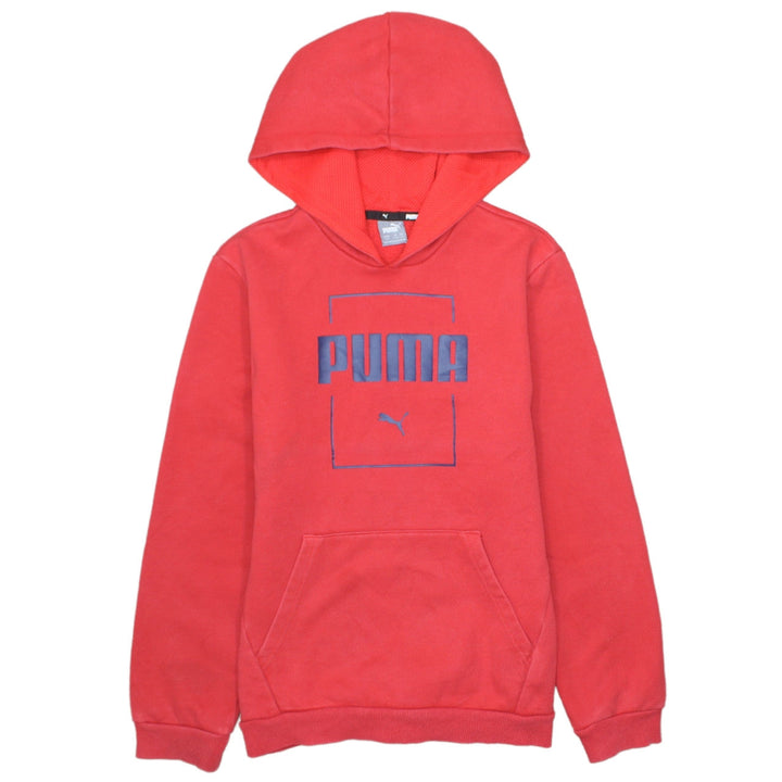 Puma Boys Red Pullover Hoodie 13-14 Years Regular Fit Fleece Logo