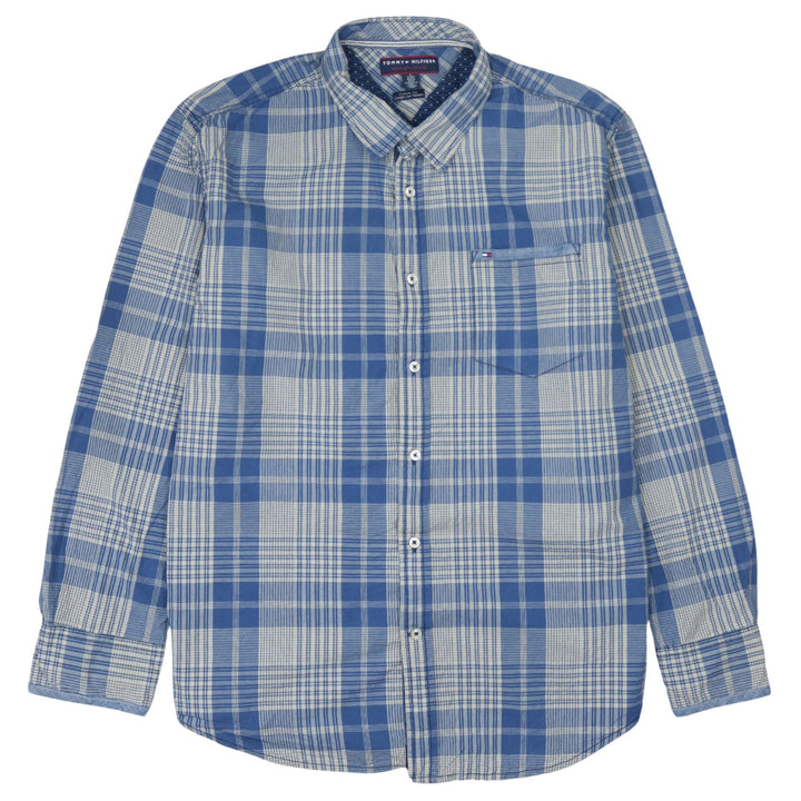 Tommy Hilfiger Men’s Blue Plaid XL Button-Up Shirt Custom Fit
