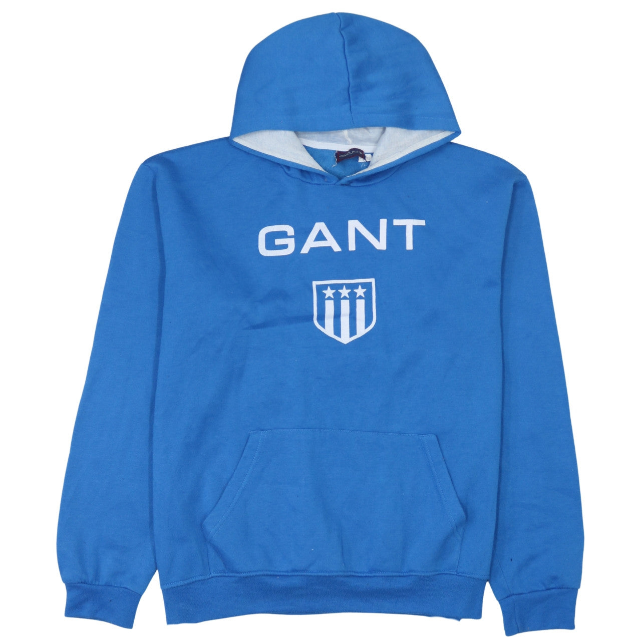 Gant Mens Blue Pullover Hoodie L Logo Print Cotton Blend