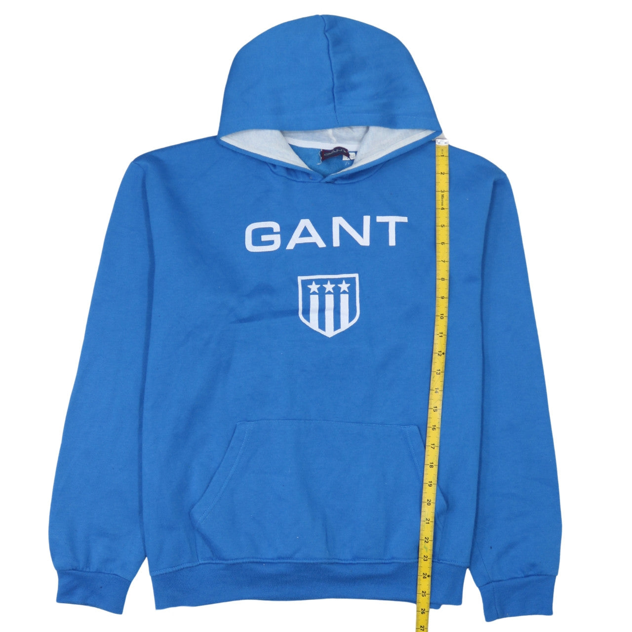 Gant Mens Blue Pullover Hoodie L Logo Print Cotton Blend