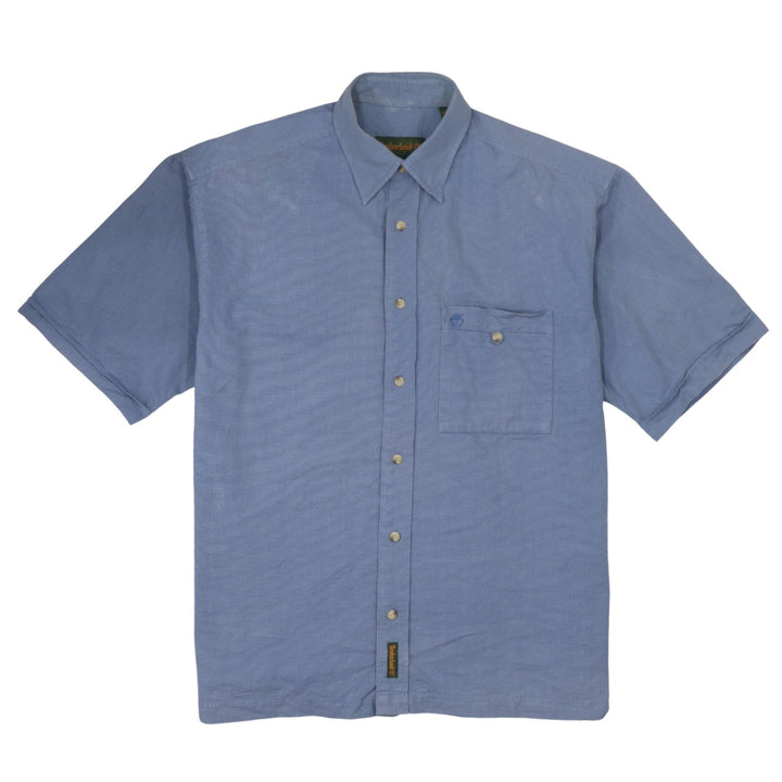 Timberland Men’s Blue Short Sleeve Cotton Button-Up Shirt M