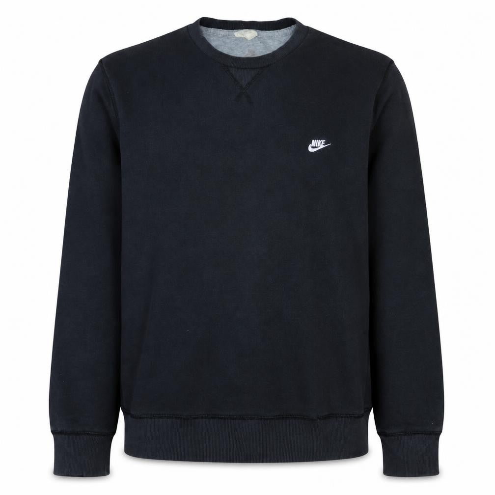 Front view of Nike Men's Black Medium Pullover Sweatshirt Crew Neck Fleece