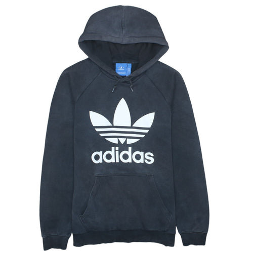 Adidas Mens Black Pullover Hoodie M Logo Graphic Fleece Sportswear