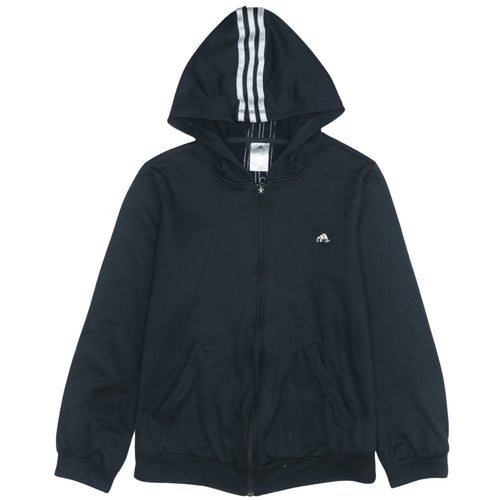 Adidas Women's Black Full Zip Hoodie Size 12 Sports Logo Cotton