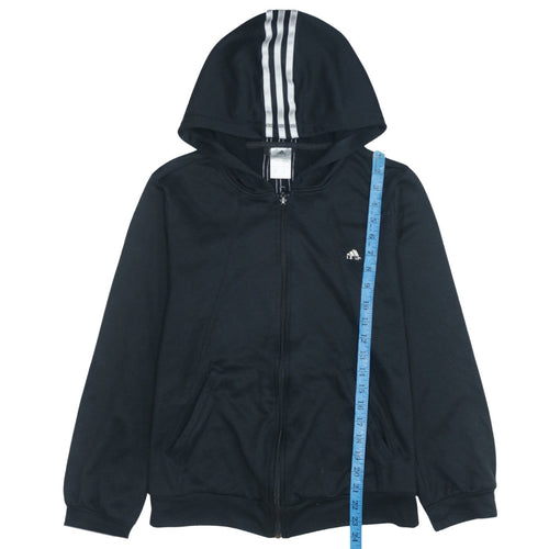 Adidas Women's Black Full Zip Hoodie Size 12 Sports Logo Cotton